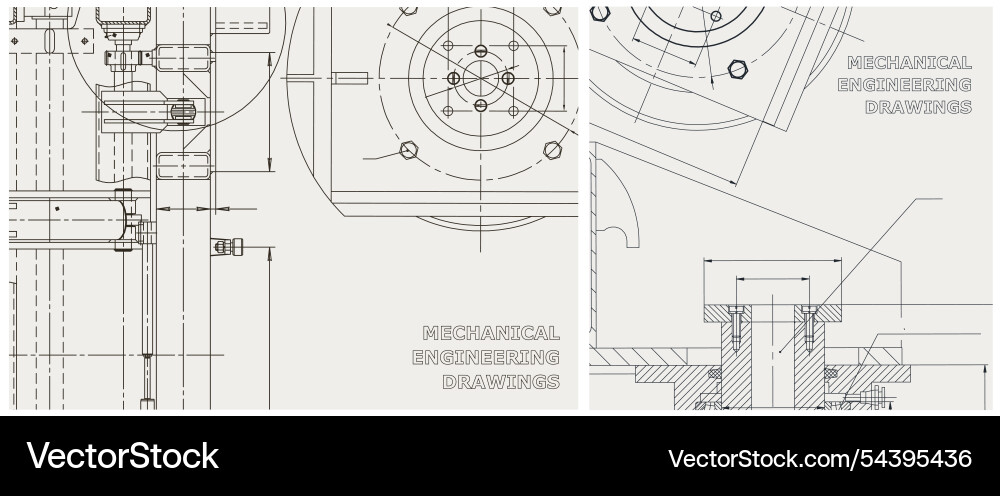 Blueprint set engine line drawing Blueprint set engine line drawing vector image