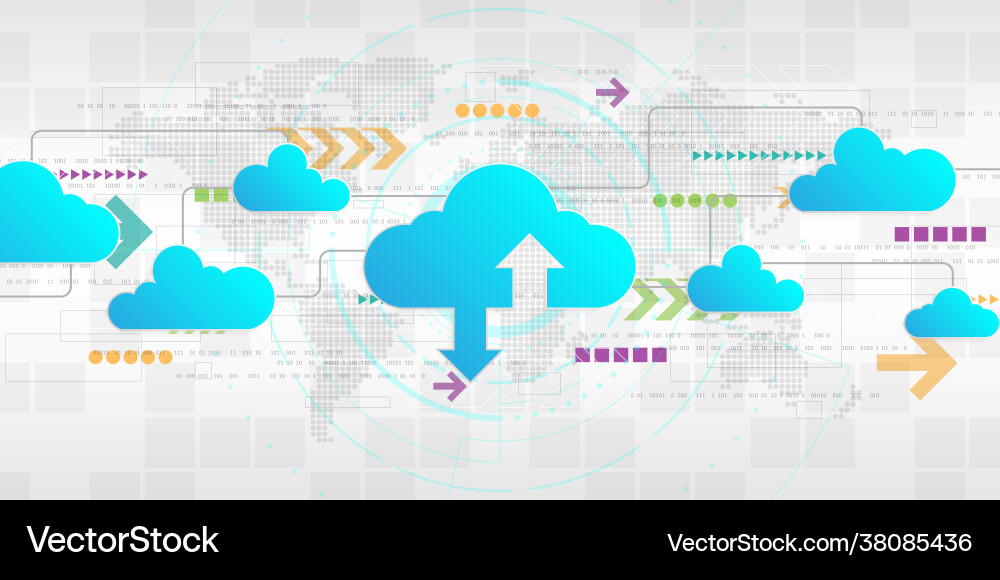 Cloud interface that shows data uploading Vector Image