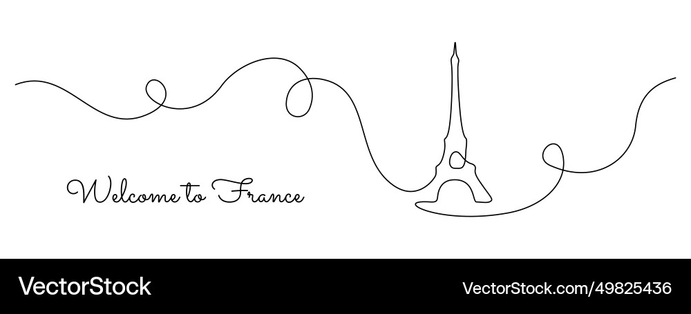 Continuous one line drawing of paris eiffel tower Continuous one line drawing of paris eiffel tower vector image