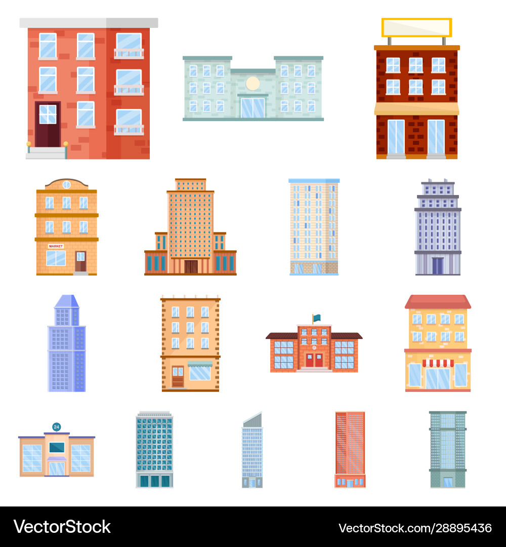 Isolated object facade and building logo set Isolated object facade and building logo set vector image