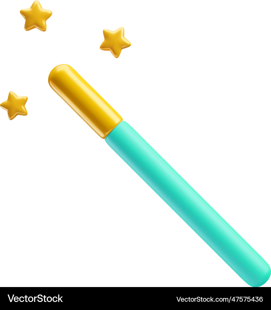 Magic wand 3d realistic style rendering Magic wand 3d realistic style rendering Vector Image