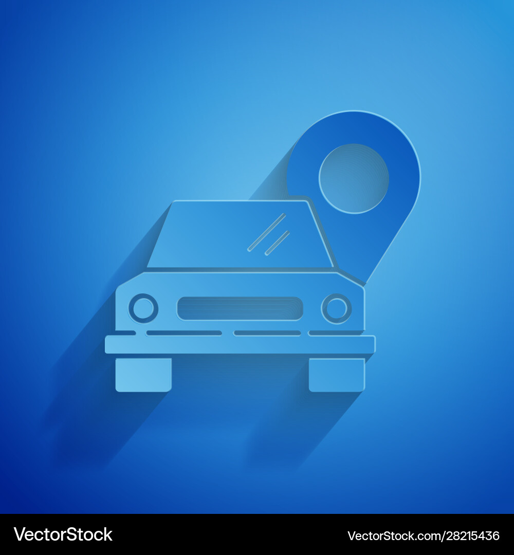 Paper cut map pointer with taxi icon isolated Vector Image