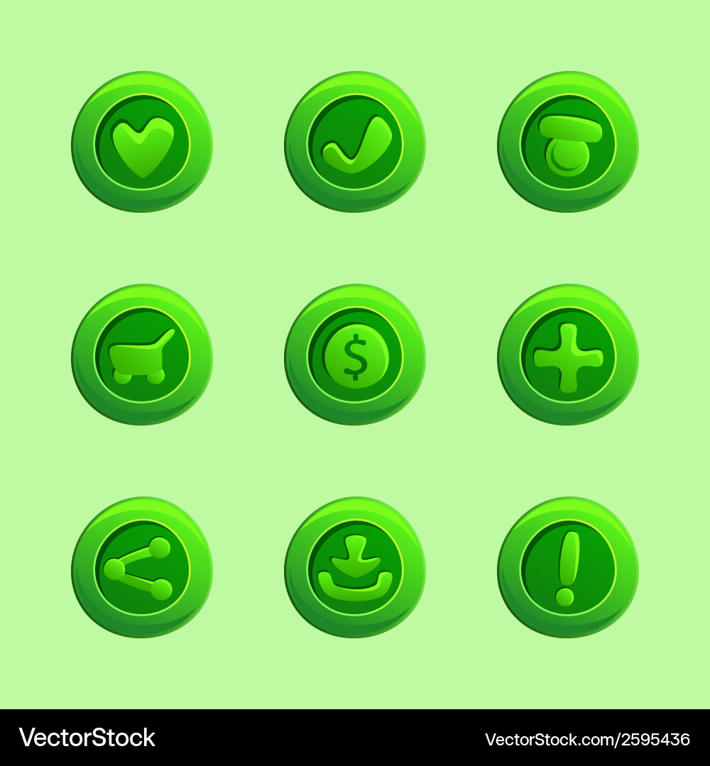 Set of green elements for ui game Vector Image