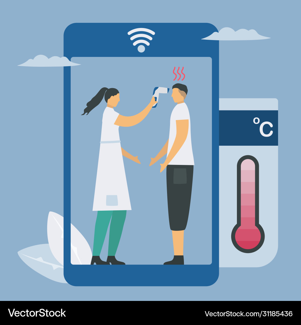 Temperature testing non-contact thermometer Vector Image