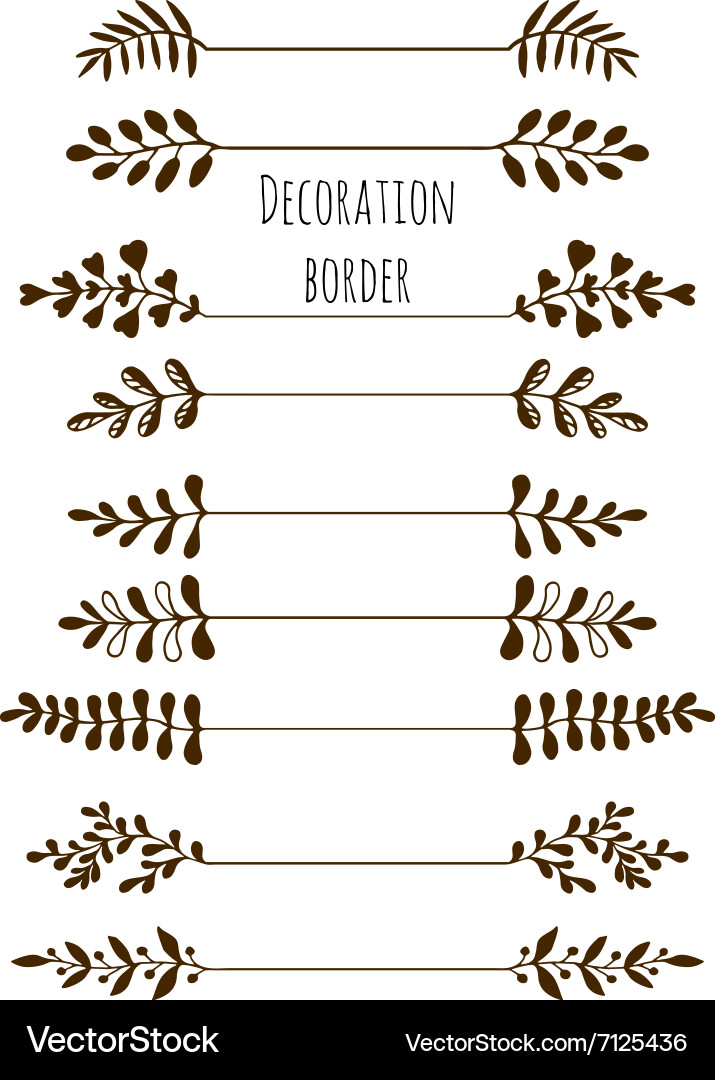 Vintage Hand Drawn Border Set - Leaves & Branches vector image
