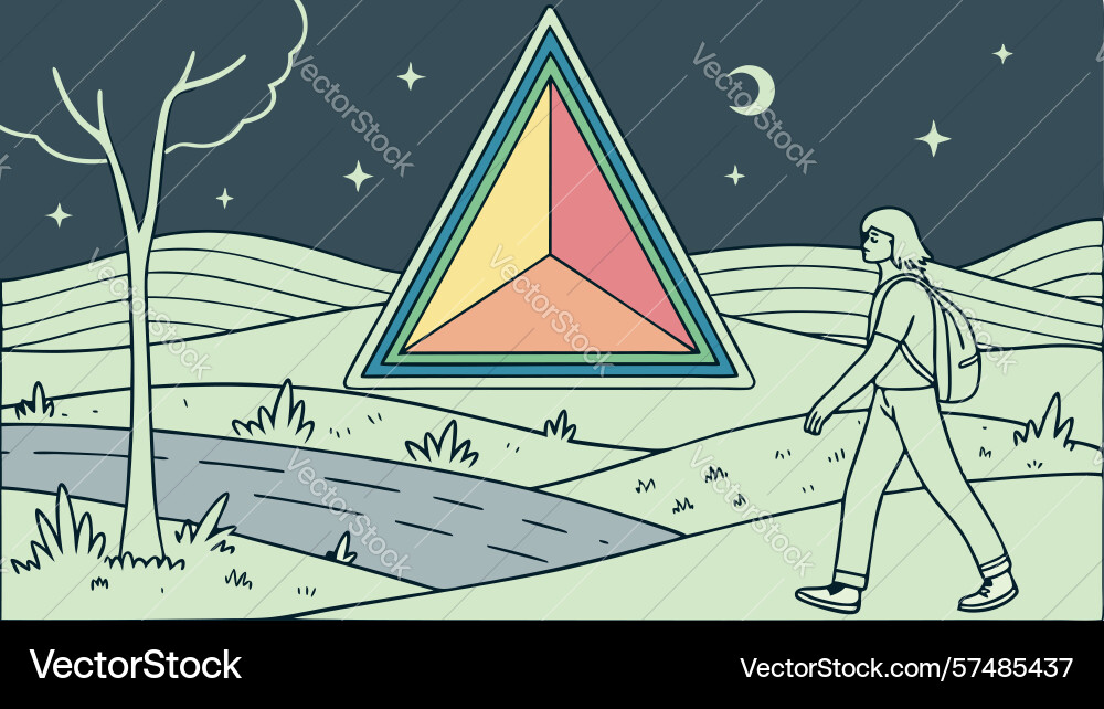 Abstract geometric triangle in an ethereal desert vector image