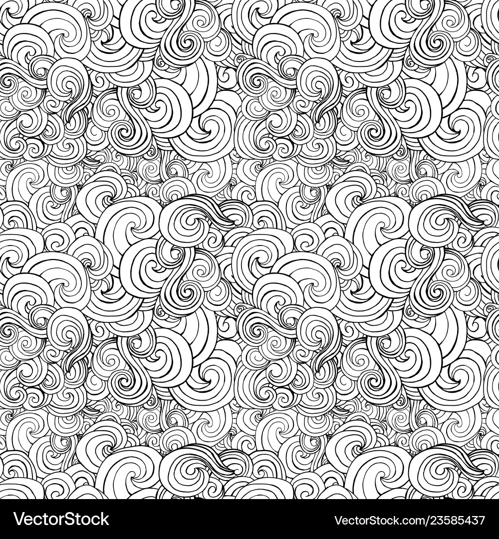 Black and White Curl Pattern Vector Image