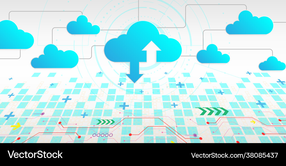 Cloud interface that shows data uploading Cloud interface that shows data uploading Vector Image