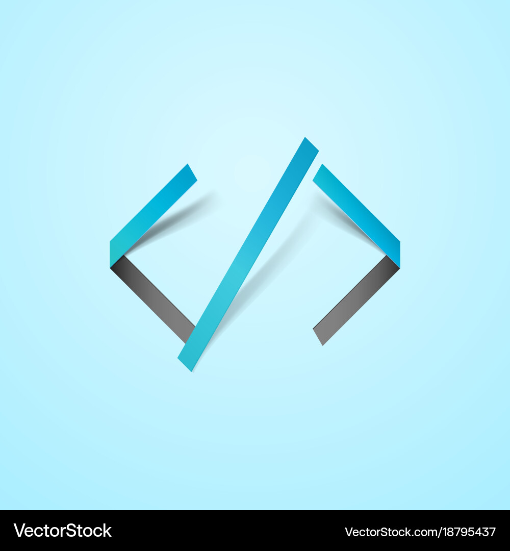 Code icon in cutout style isolated on light vector image