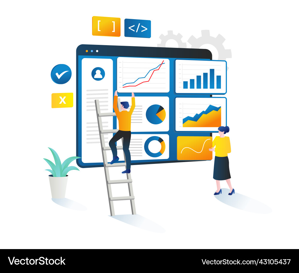 Compile data analysis on business monitor Compile data analysis on business monitor Vector Image