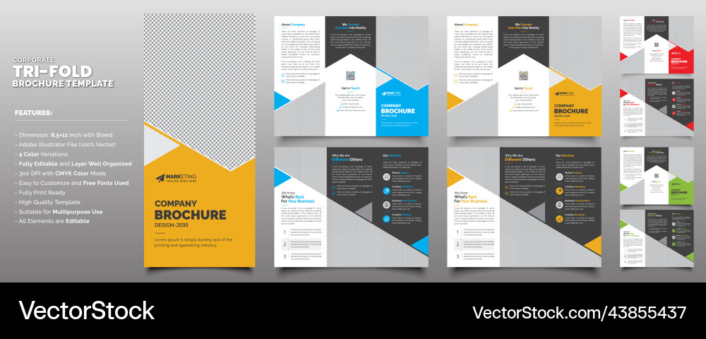 Creative corporate business trifold brochure Creative corporate business trifold brochure vector image