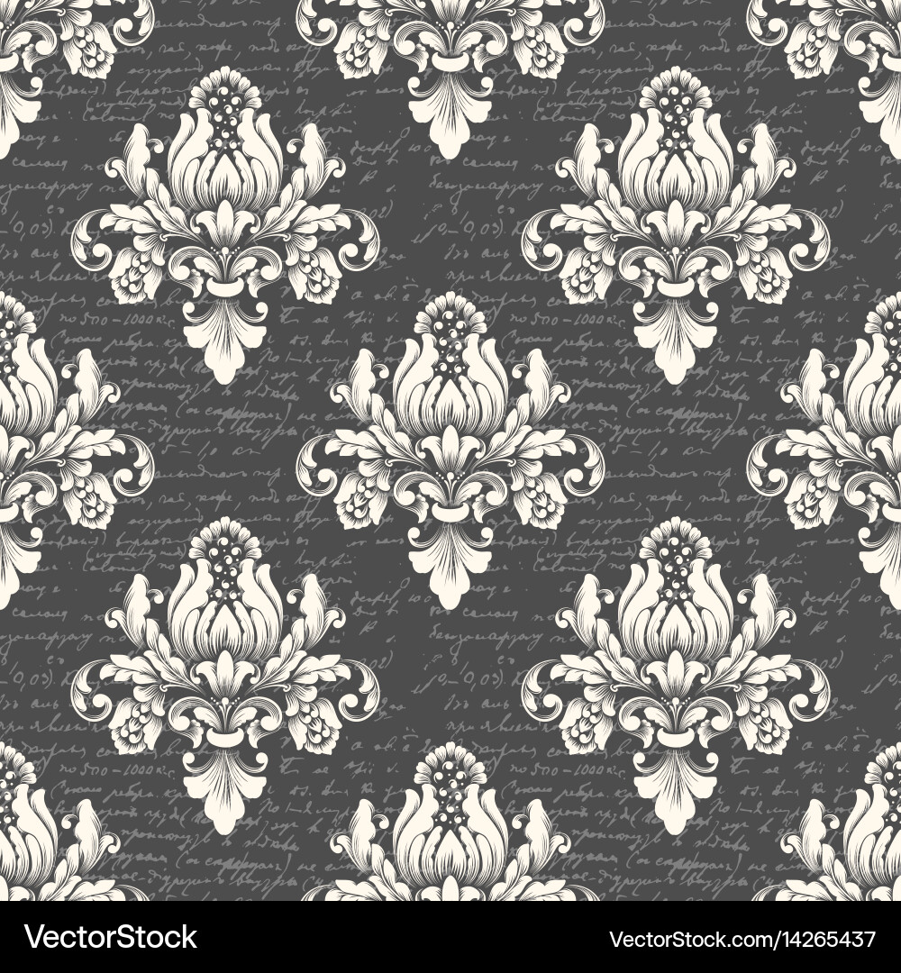 Damask seamless pattern background with ancient vector image
