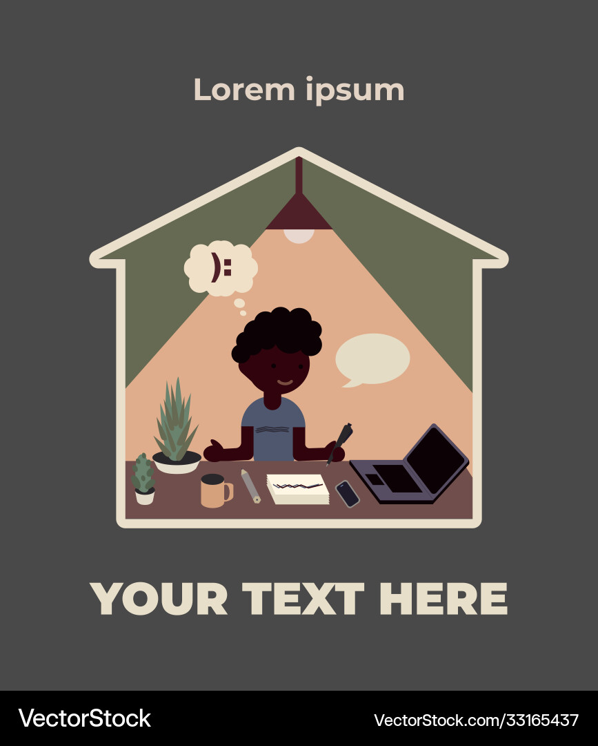Man works at home computer color Vector Image