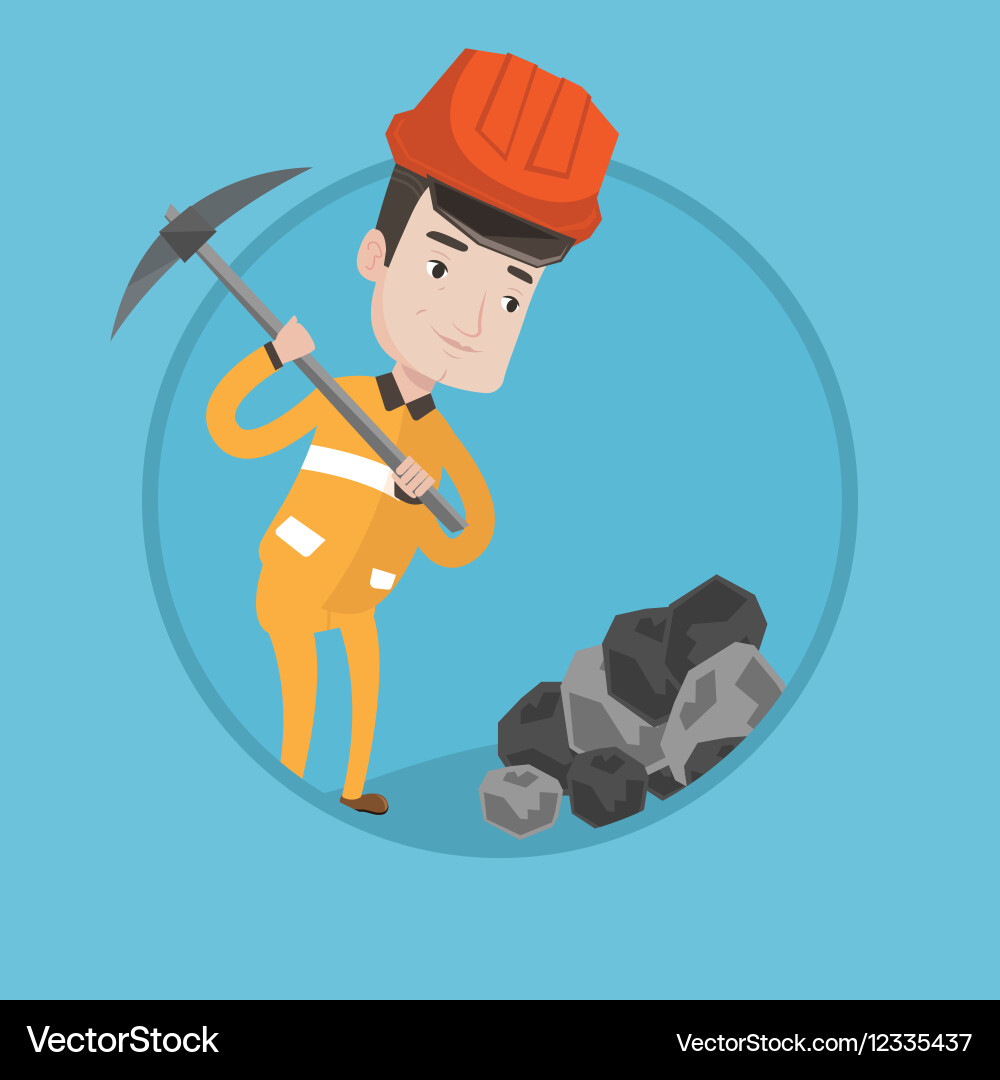 Miner working with pickaxe Vector Image