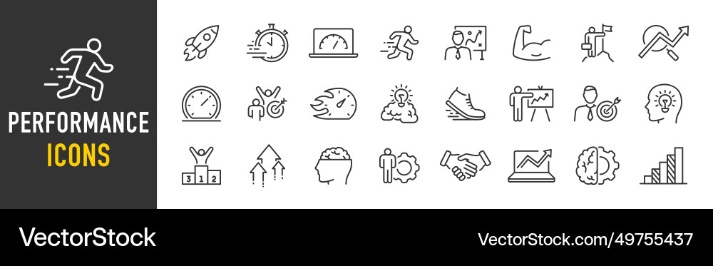 Performance web icons in line style speed Vector Image