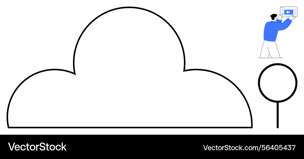Person uploading data into cloud system Person uploading data into cloud system Vector Image