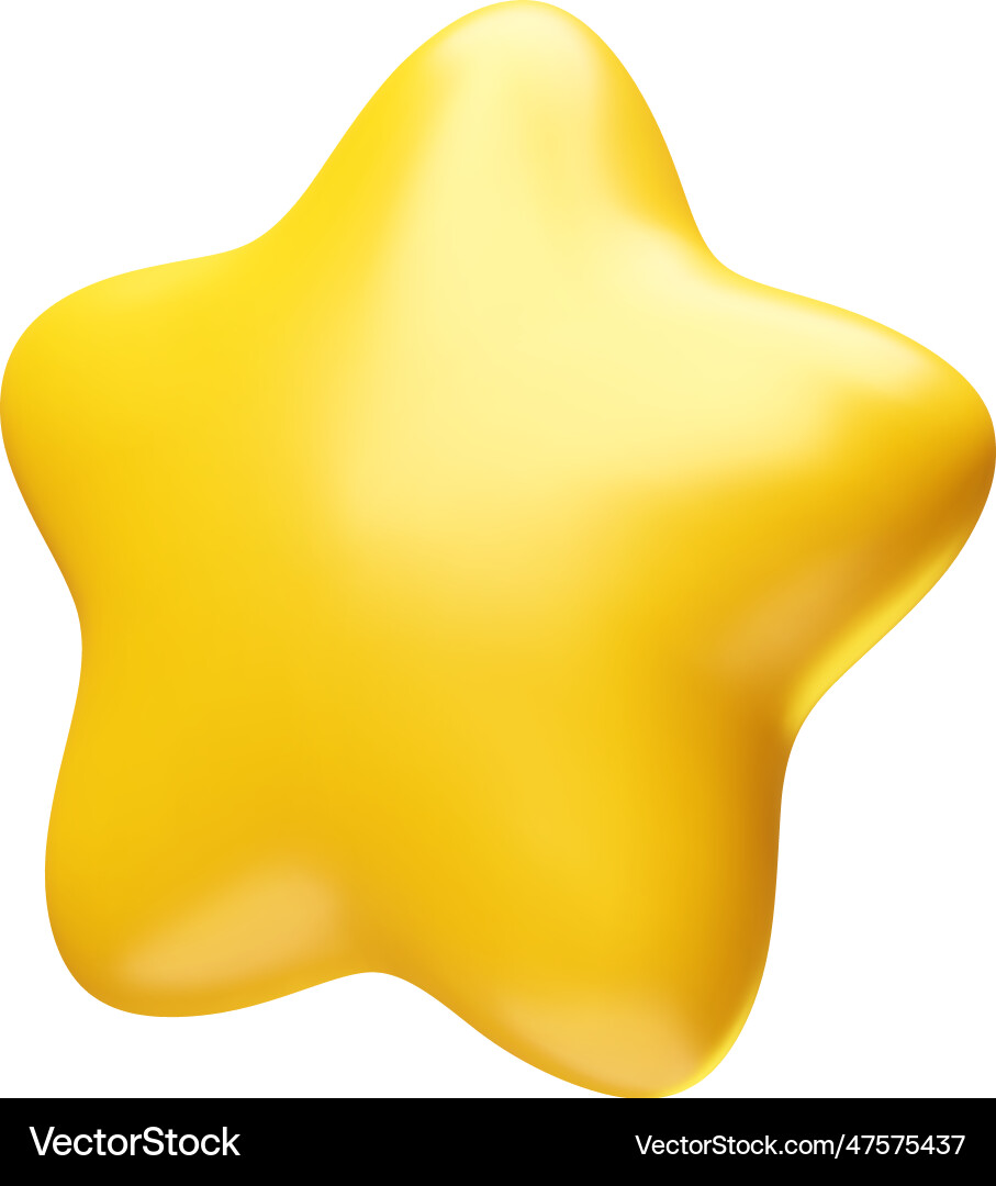 Rotating golden star 3d realistic style rendering Vector Image