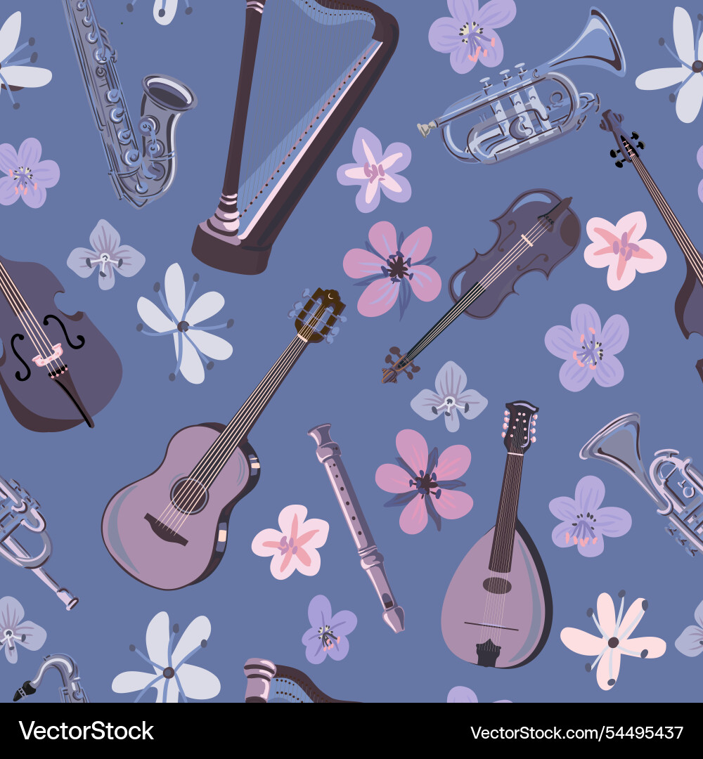 Seamless pattern with musical instruments Seamless pattern with musical instruments vector image
