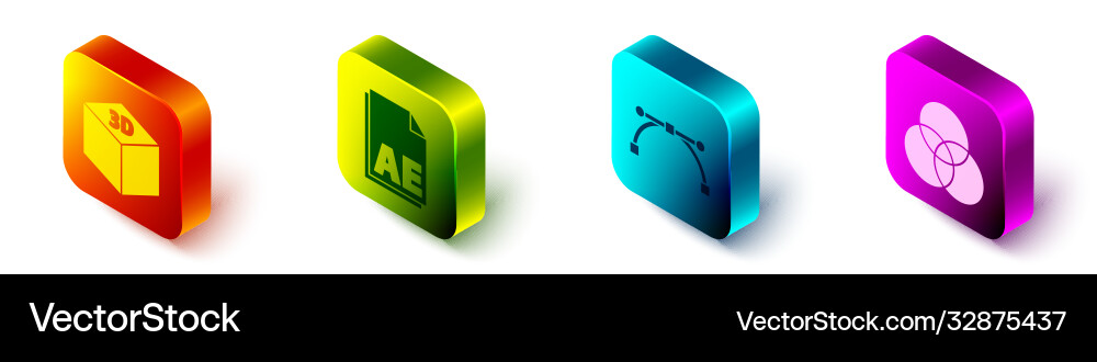 Set isometric cube ae file document Vector Image