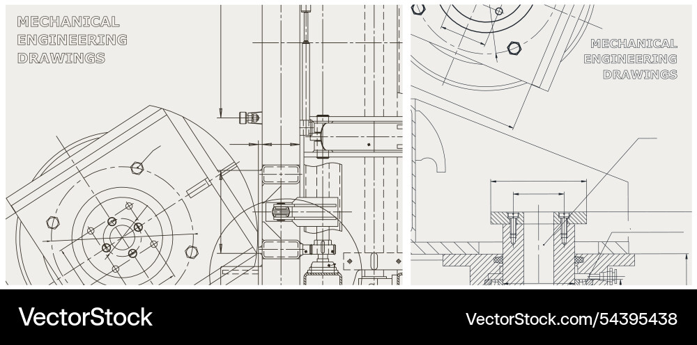 Blueprint set engine line drawing Blueprint set engine line drawing vector image