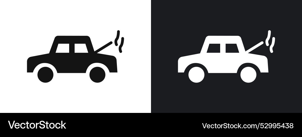 Broken car with open hood icon linear graphics Broken car with open hood icon linear graphics Vector Image