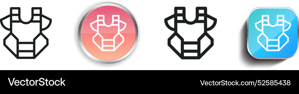 Chest guard icon thin linear regular and button vector image