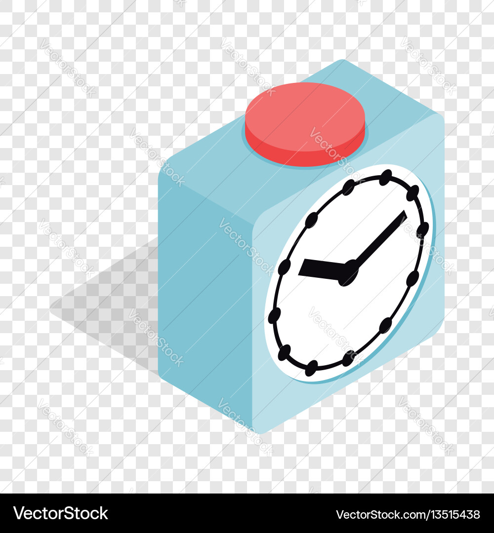 Clock with red button isometric icon Clock with red button isometric icon vector image