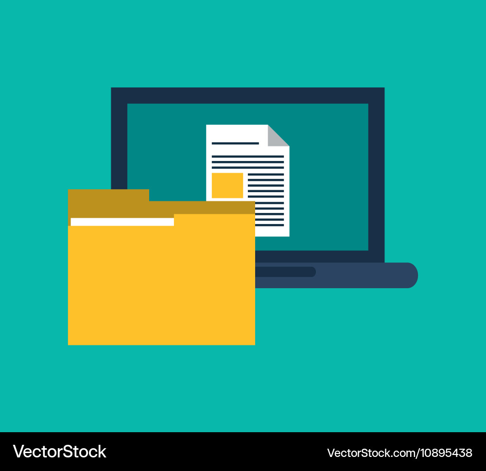 Computer and file folder icon Vector Image