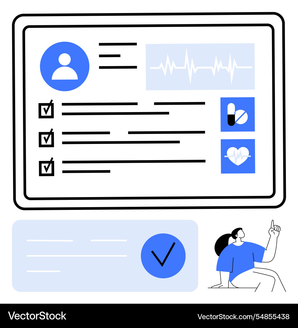 Digital health record interface with user profile Digital health record interface with user profile vector image