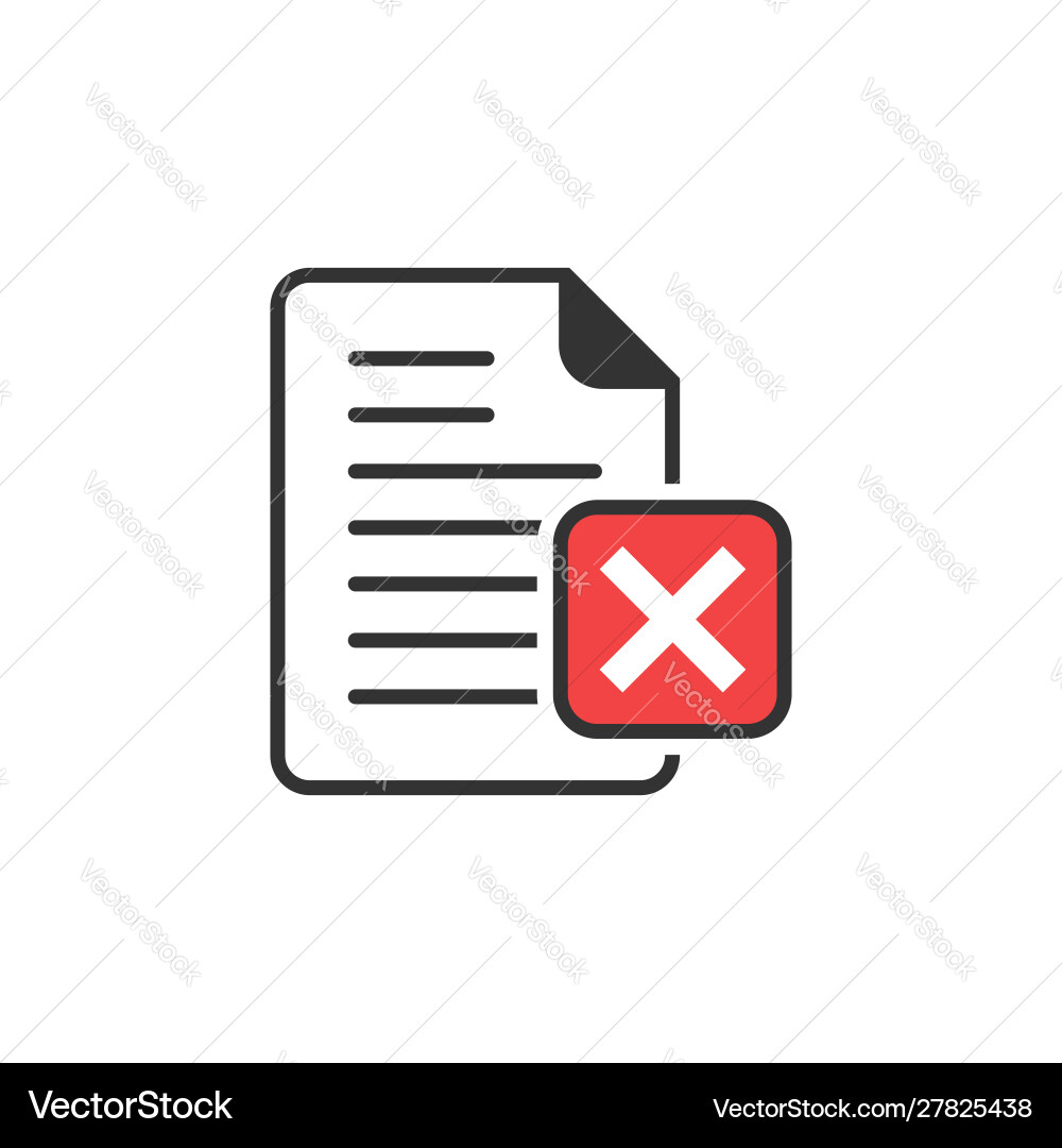 Document error icon in flat style broken report Vector Image