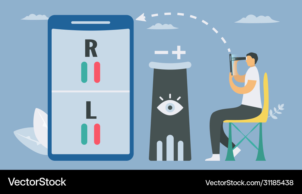 Eyesight testing with smartphonenew technology Vector Image