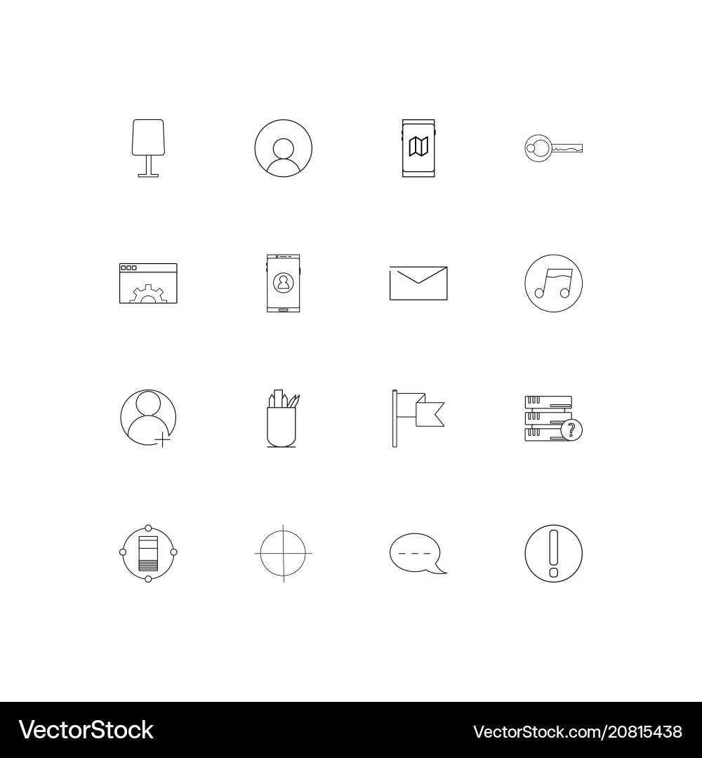 Internet technologies linear thin icons set Vector Image