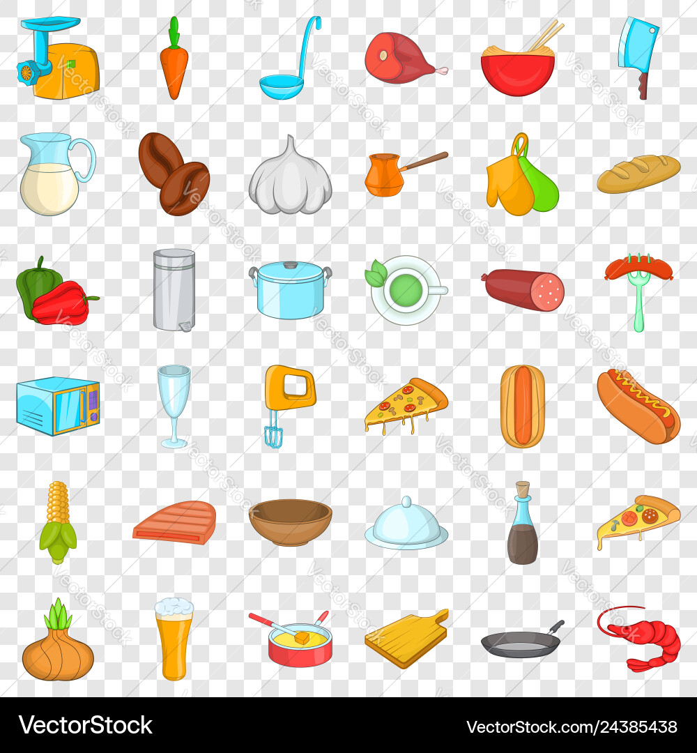 Kochen Lebensmittel-Icons Set Cartoon Stil Kochen Lebensmittel-Icons Set Cartoon Stil vektorbild
