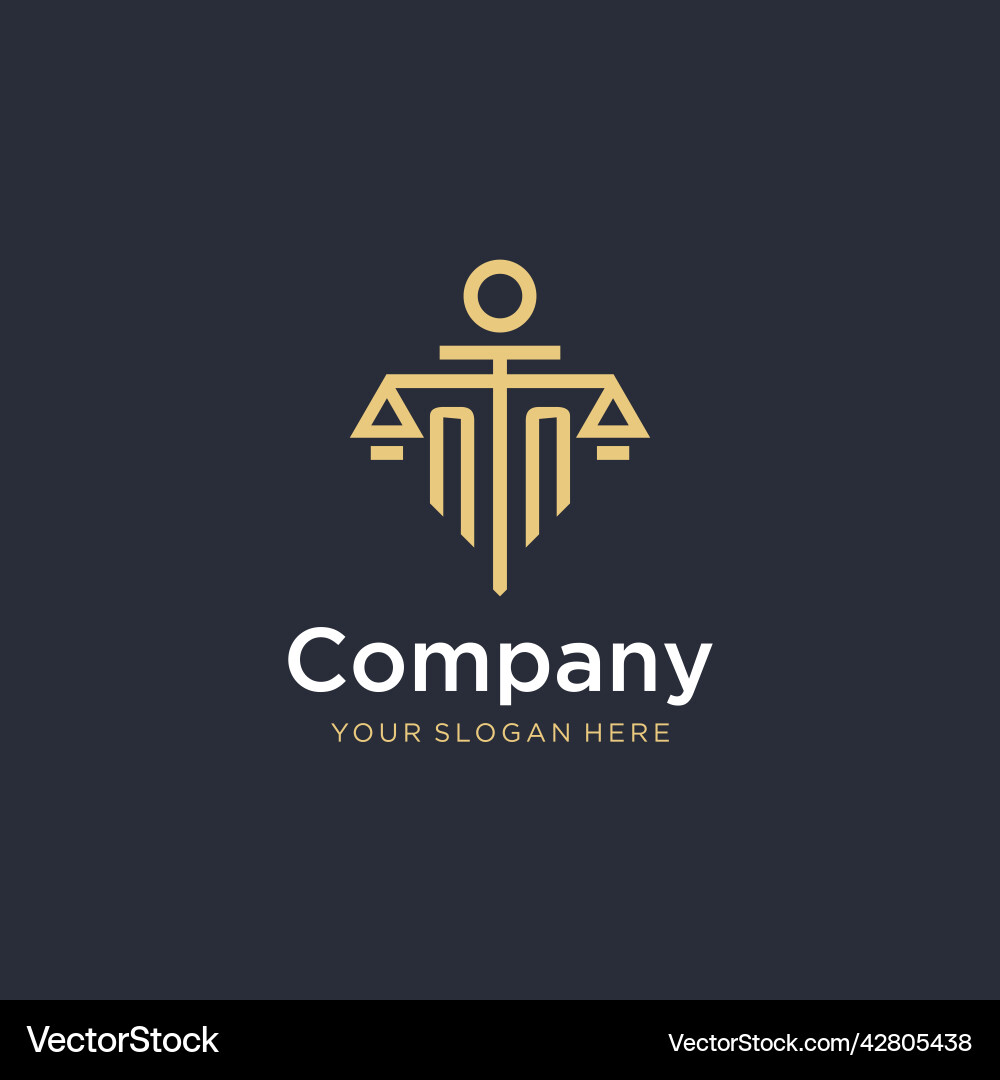 Nn initial monogram logo with scale and pillar Vector Image