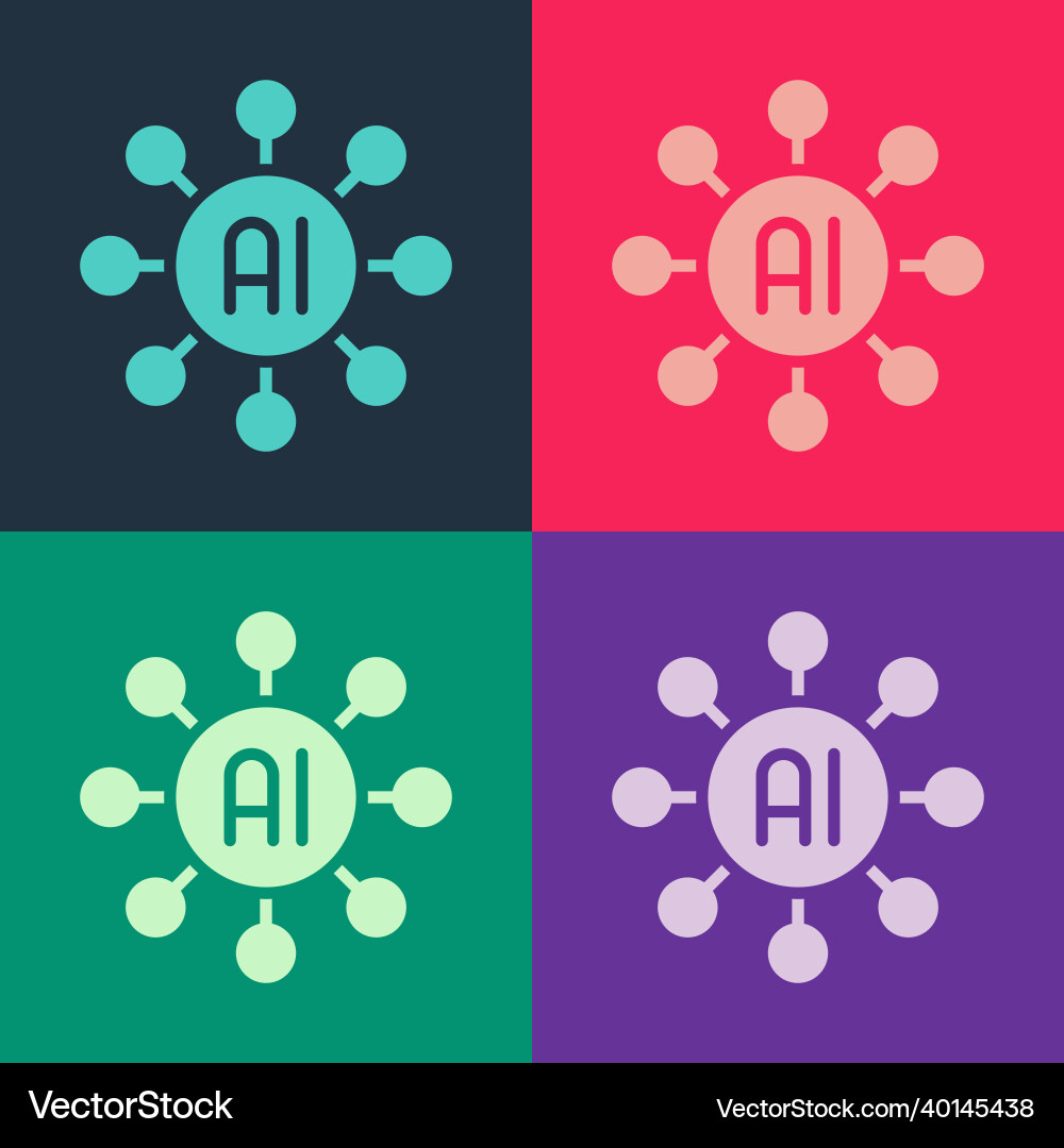Pop art neural network icon isolated on color Pop art neural network icon isolated on color Vector Image