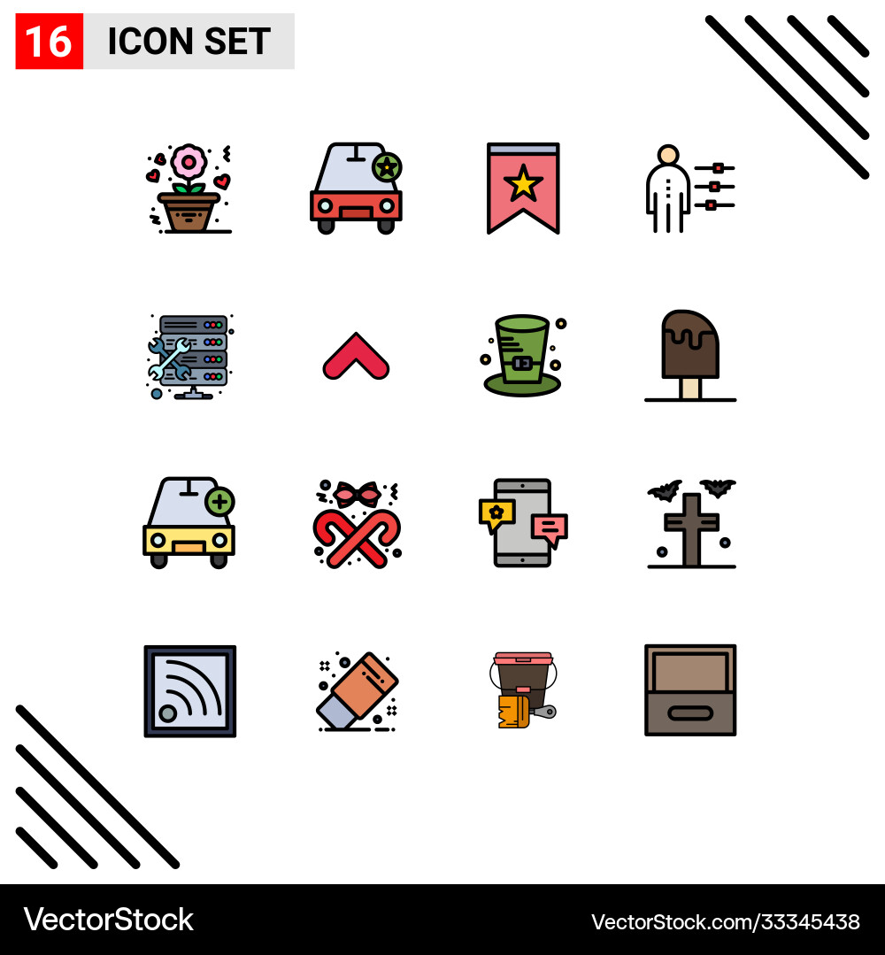 Set 16 flat color filled lines on grid Vector Image