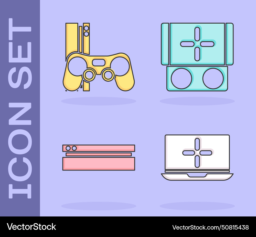 Set laptop game console with joystick video Vector Image