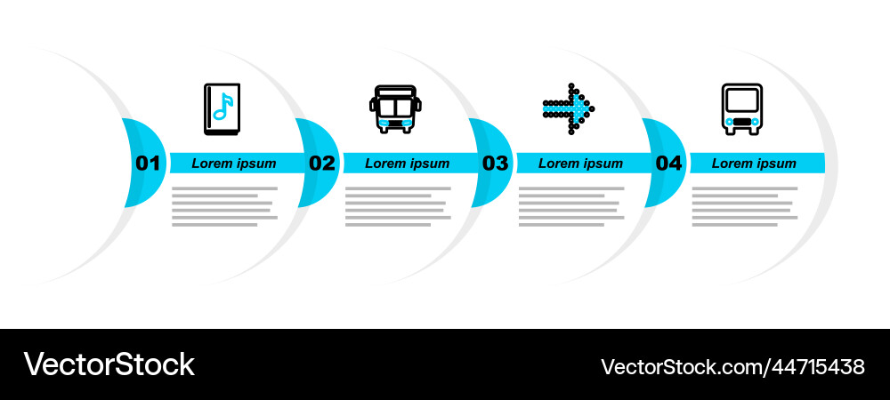 Set line bus dots arrow and audio book icon Set line bus dots arrow and audio book icon Vector Image