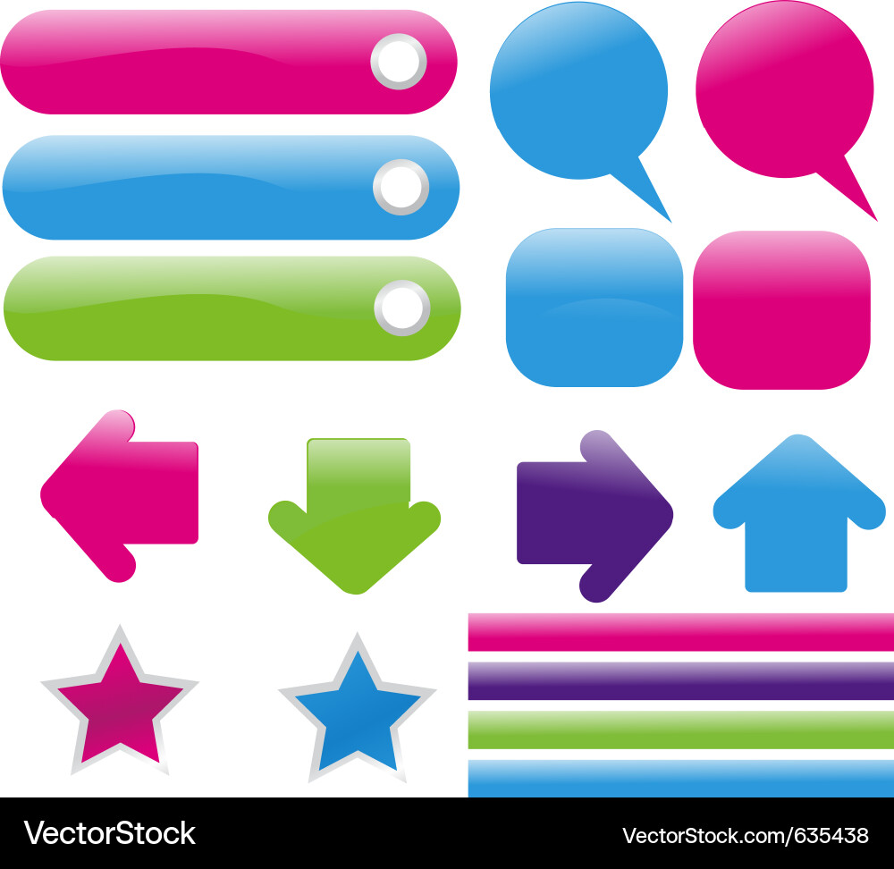 Set of glossy web elements Vector Image