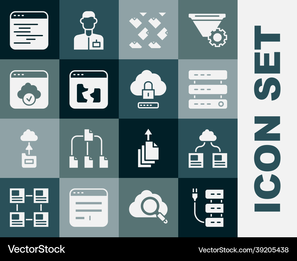 Set server cloud technology data transfer Vector Image