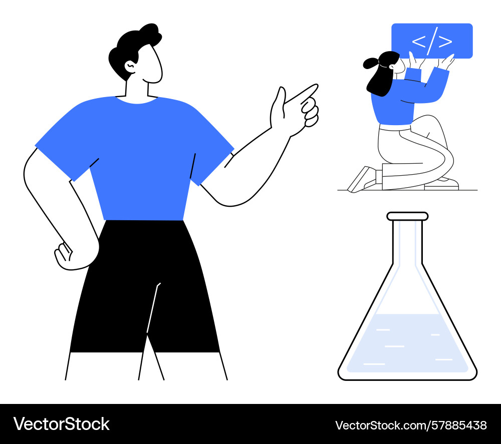 Teamwork in coding data analysis and chemistry Teamwork in coding data analysis and chemistry Vector Image