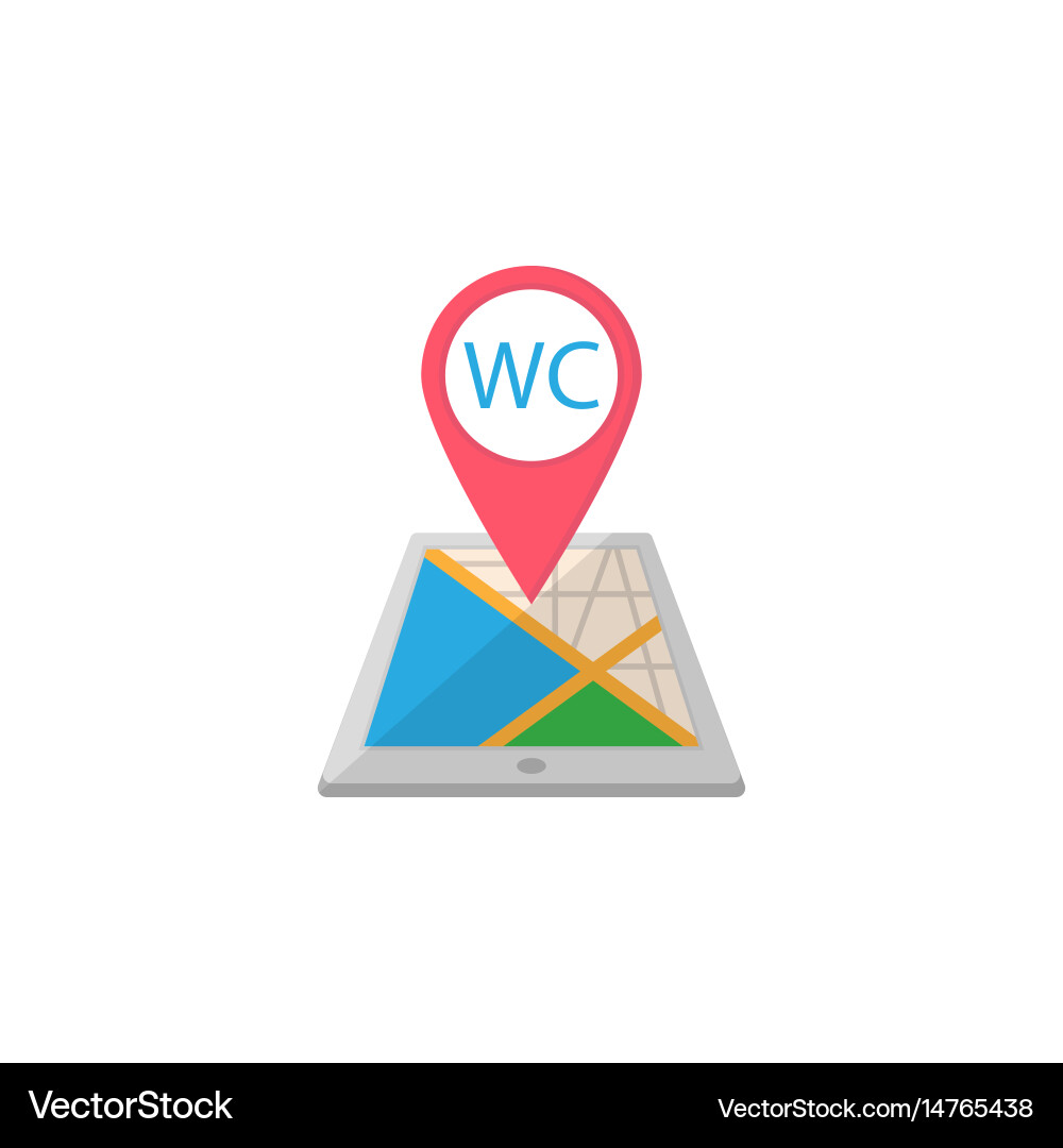 Wc toilet map pointer flat icon mobile gps Vector Image