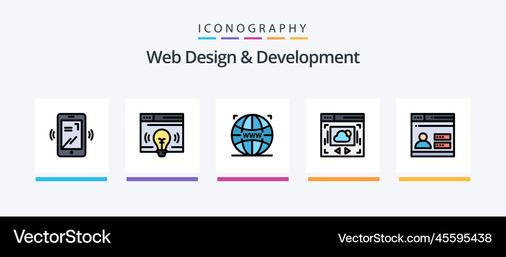 Web design and development line filled 5 icon Vector Image