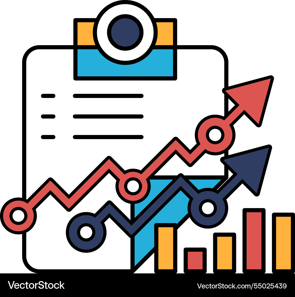 A chart with arrow pointing to the right A chart with arrow pointing to the right vector image