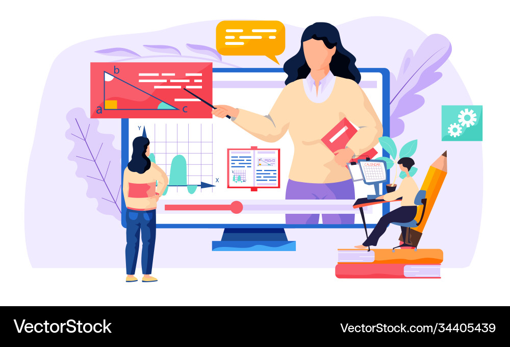 A man is working at computer while sitting Vector Image