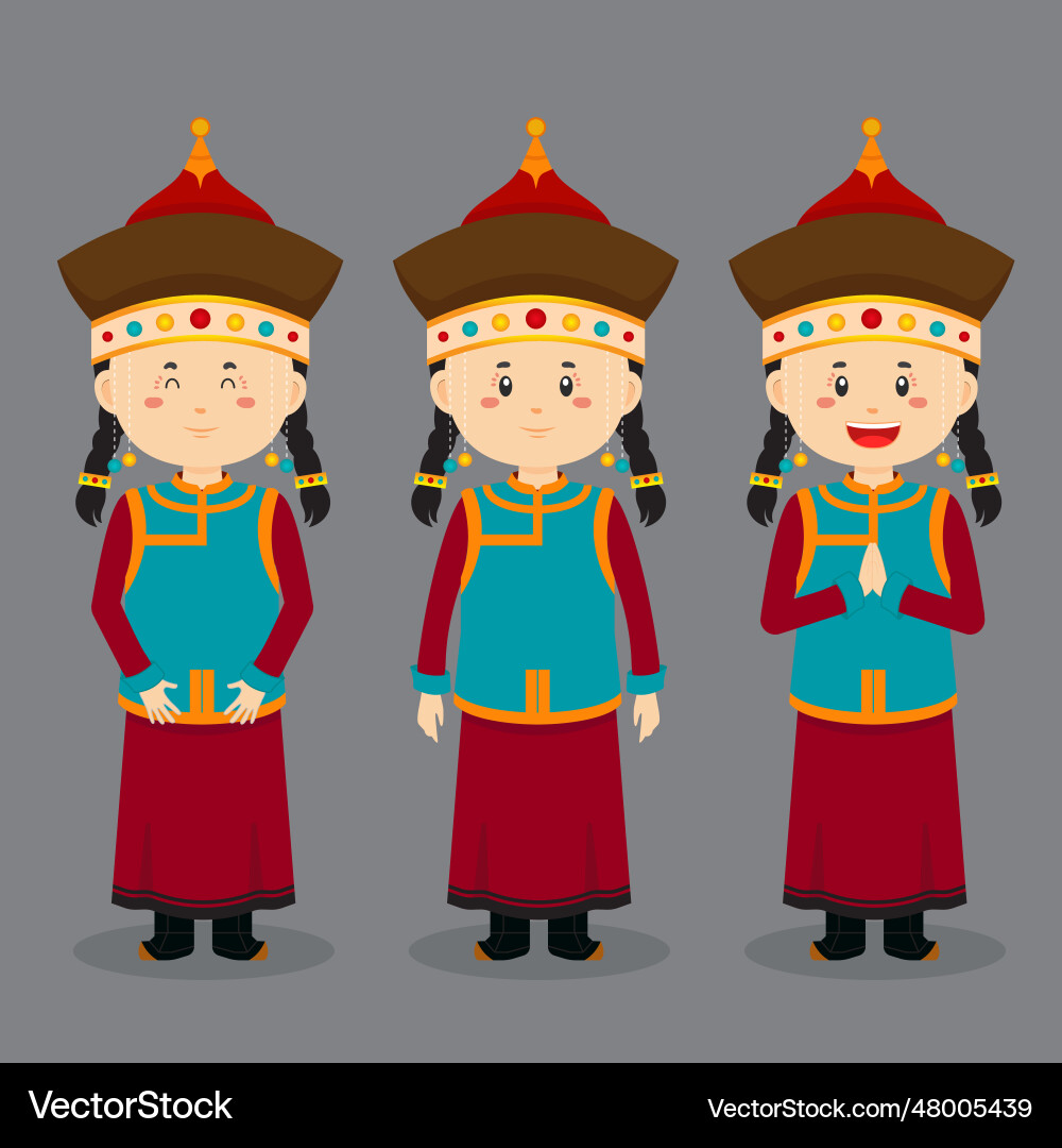Avatar of a mongolian with various expression Avatar of a mongolian with various expression vector image