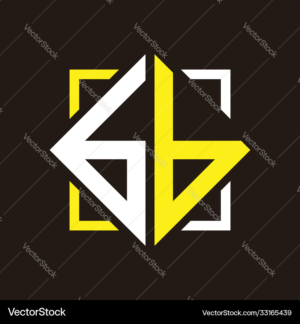 B initial monogram quadrangle with square Vector Image