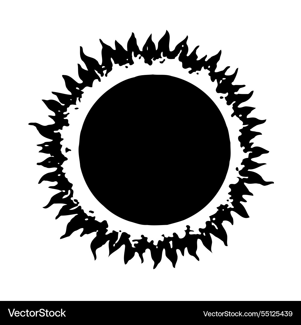 Black circle with jagged edges design element Vector Image