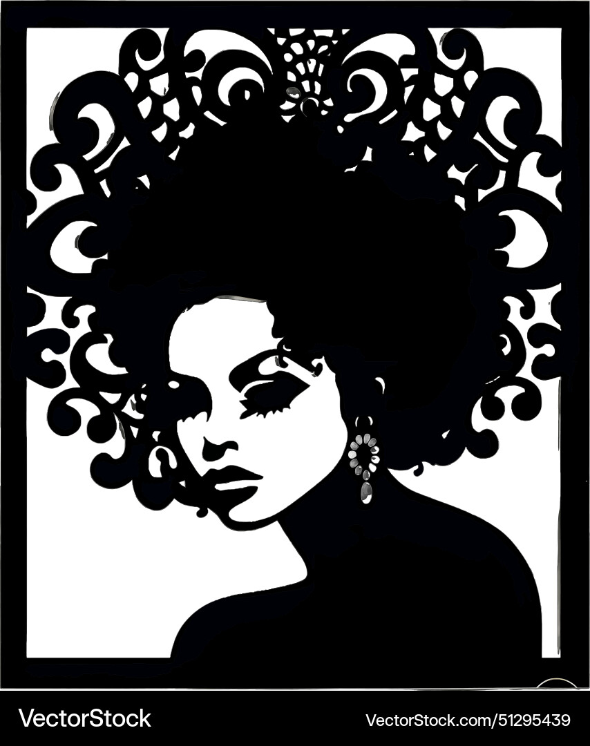 Black Silhouette Of A Woman With Afro Textured Vector Image Black Silhouette Of A Woman With Afro Textured Vector Image