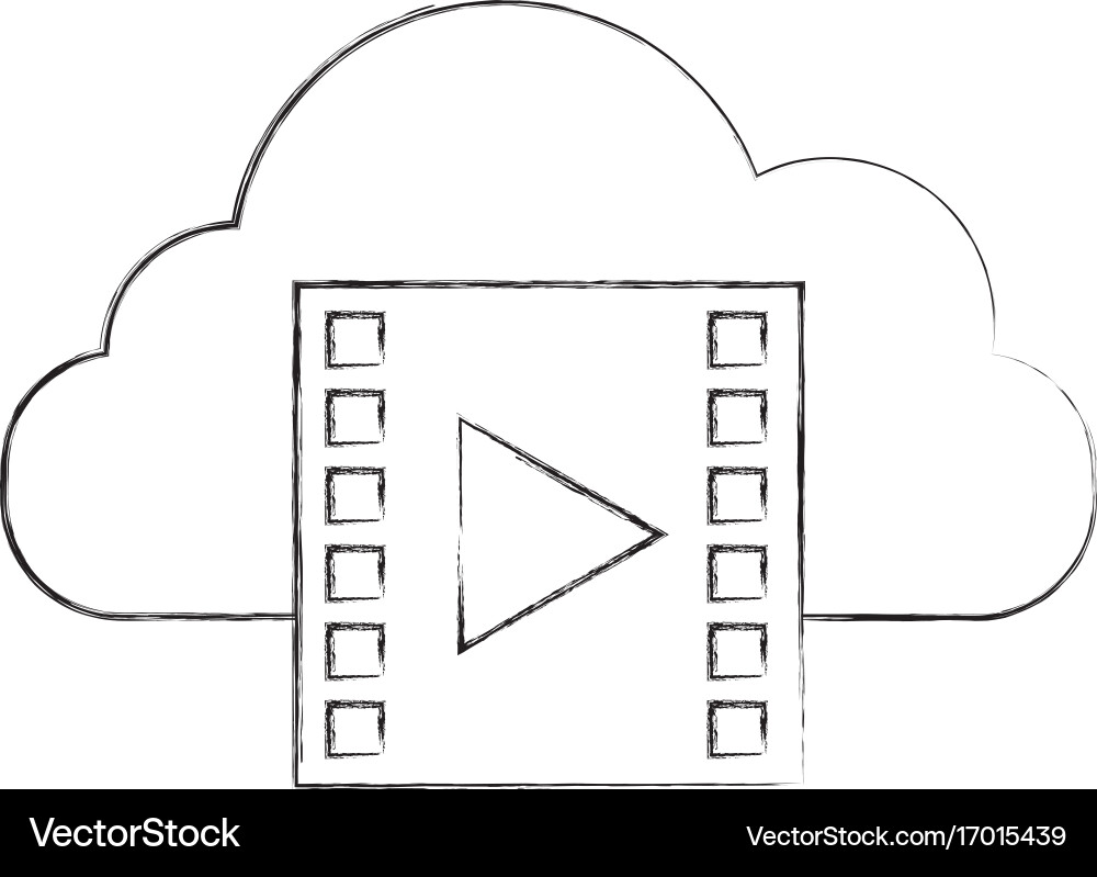 Cloud computing with tape media player isolated Vector Image